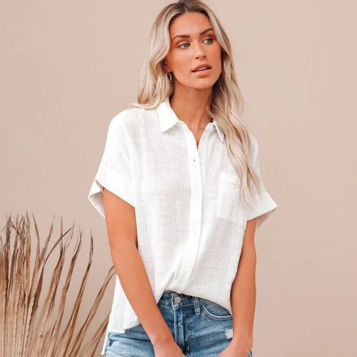Olivia Bennet | Women's Blouse, Silk, Regular Fit, White, Elegant