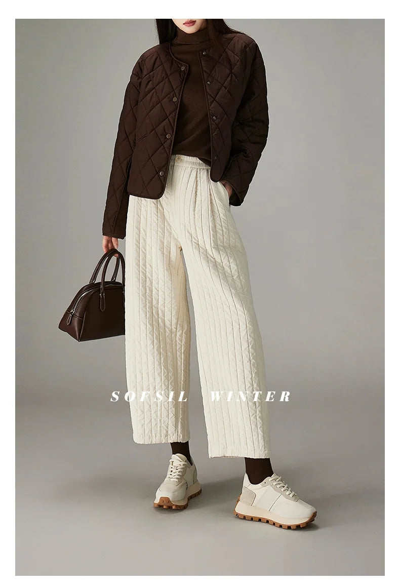 Olivia Bennet | Cotton Wide-Leg Pants for Women in Natural Color