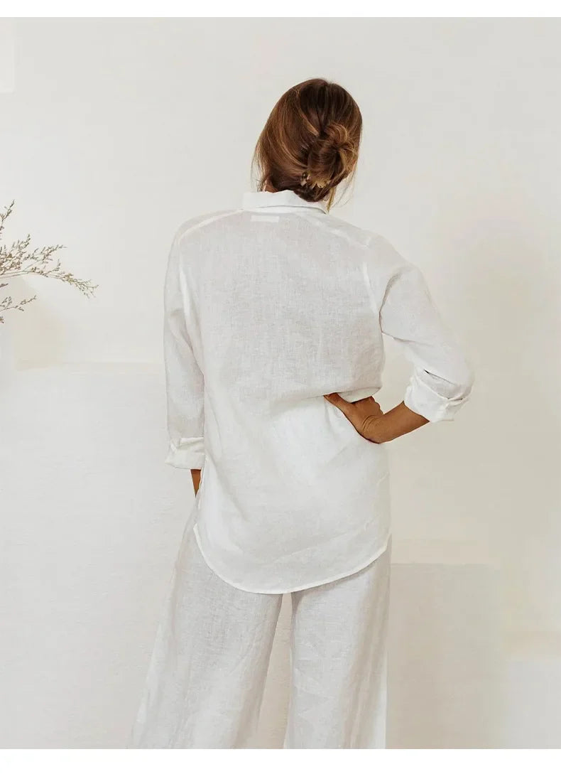 Olivia Bennet | Oversized Linen Shirt for Women in Natural