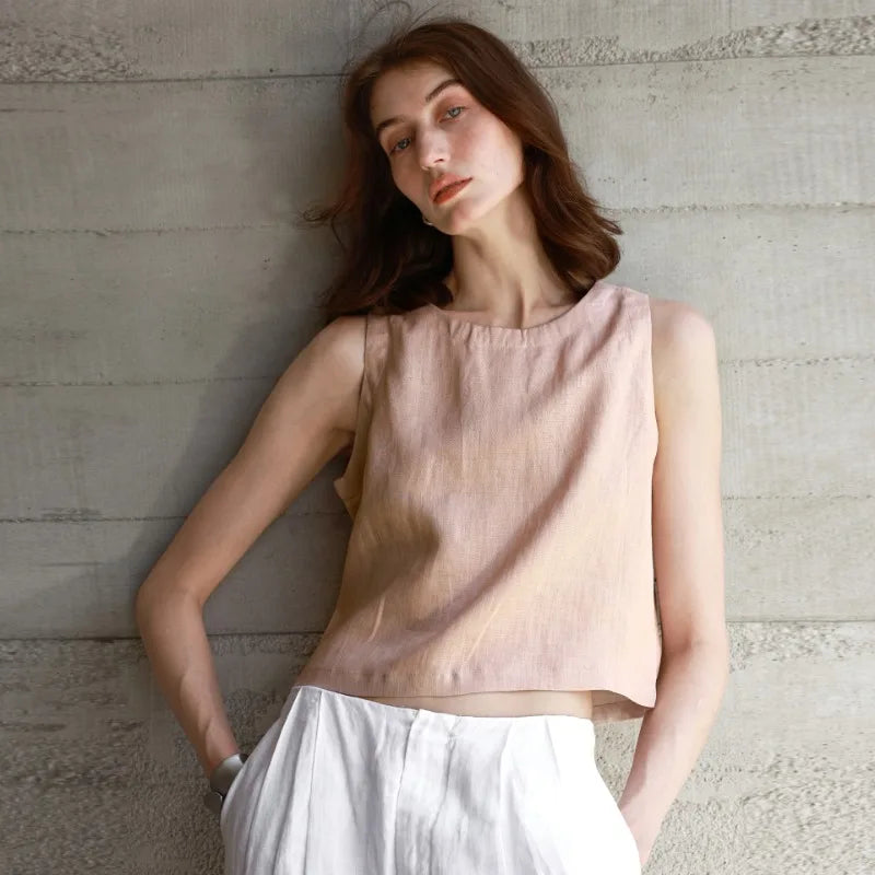 Olivia Bennet | Reversible Linen Crop Top