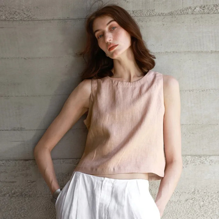 Olivia Bennet | Reversible Linen Crop Top