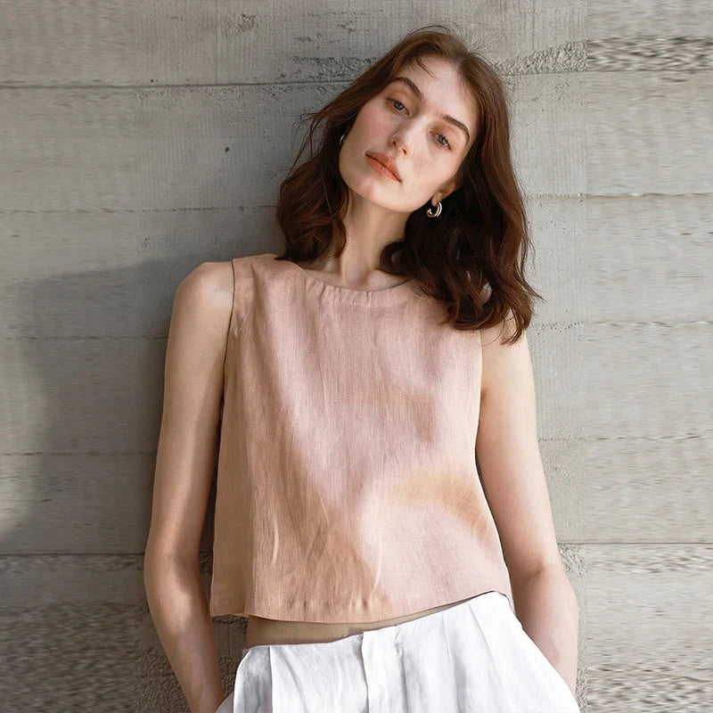 Olivia Bennet | Reversible Linen Crop Top
