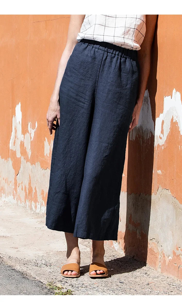 Olivia Bennet | Wide Leg Linen Pant for Women in Natural