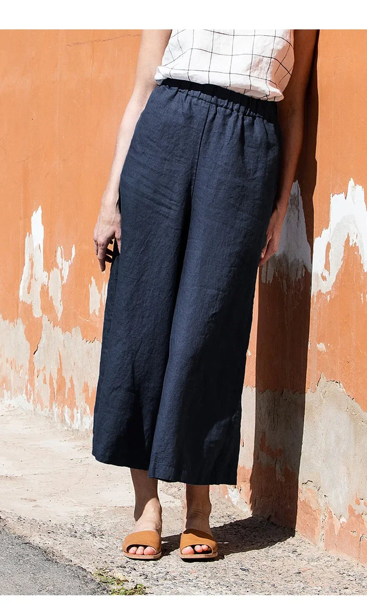 Olivia Bennet | Wide Leg Linen Pant for Women in Natural