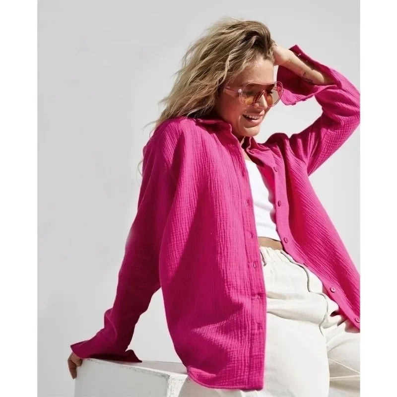 Olivia Bennet | Cotton Summer Shirt for Women in White