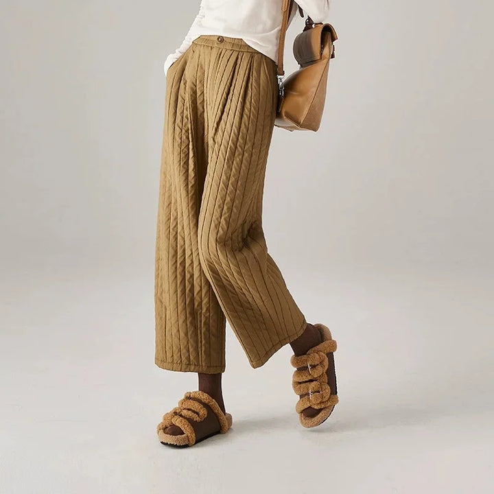 Olivia Bennet | Cotton Wide-Leg Pants for Women in Natural Color