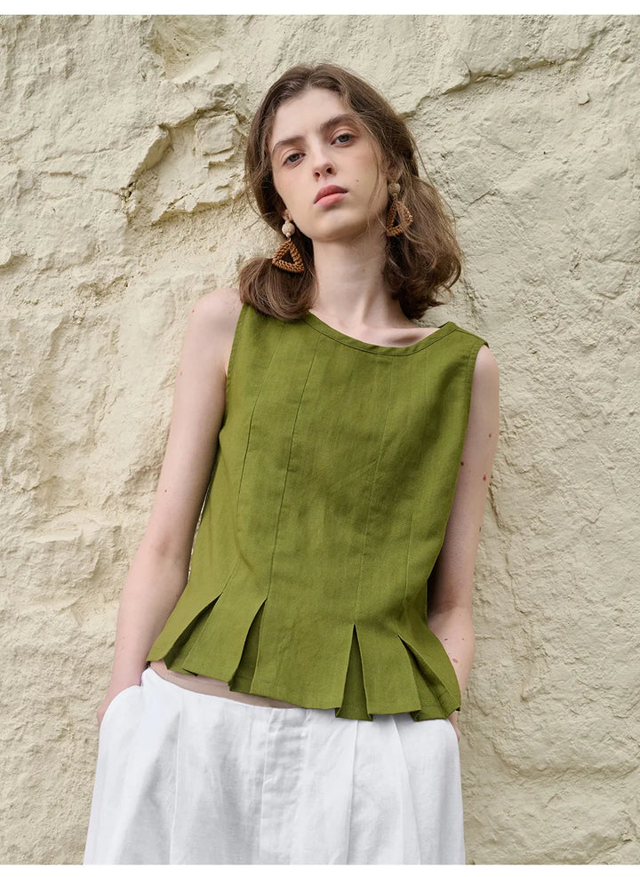 Olivia Bennet | Pleated Hem Linen Top