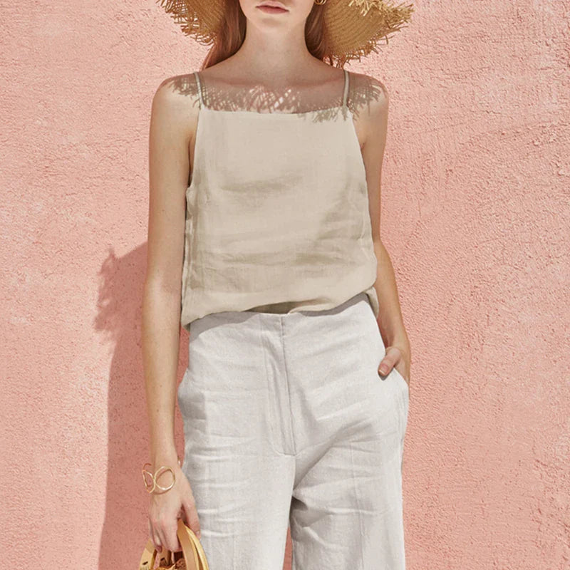 Olivia Bennet | Satin Strap Linen Cami