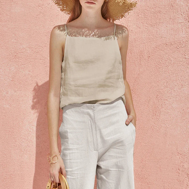 Olivia Bennet | Satin Strap Linen Cami