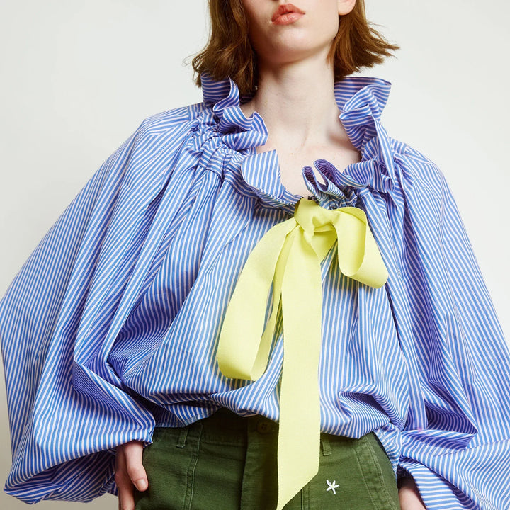 Olivia Bennet | Puffed Cotton Blouse for Women in White