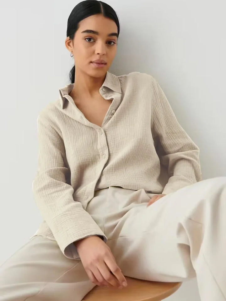 Olivia Bennet | Cotton Summer Shirt for Women in White