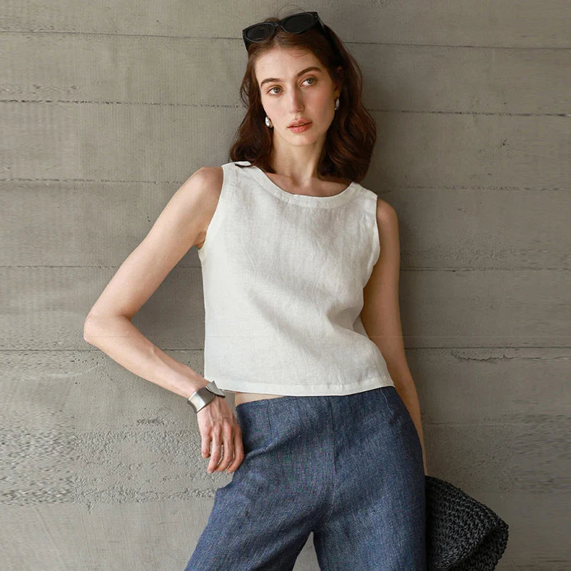 Olivia Bennet | Reversible Linen Crop Top