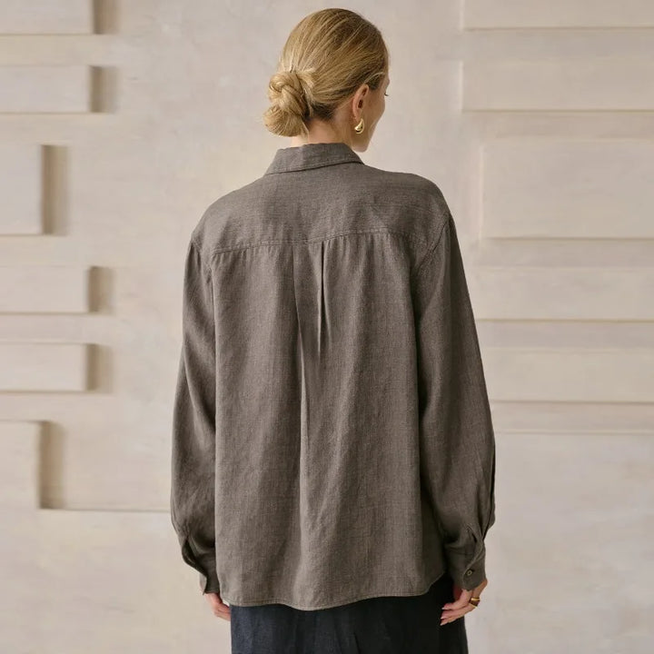 Olivia Bennet | Linen Shirt for Women, Relaxed Fit, White