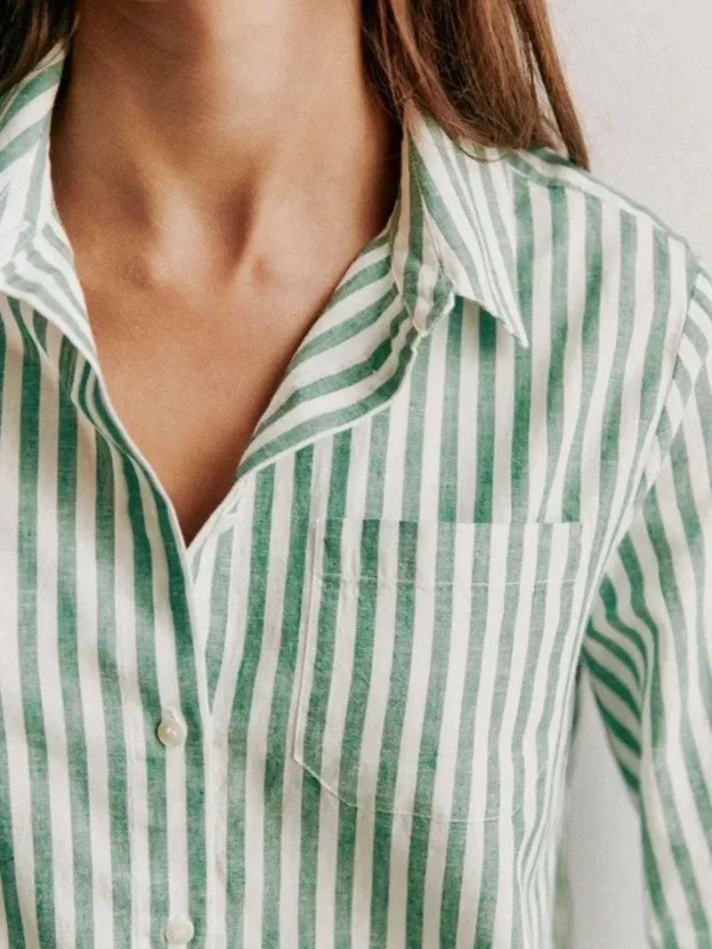 Olivia Bennet | Classic Stripe Linen Shirt