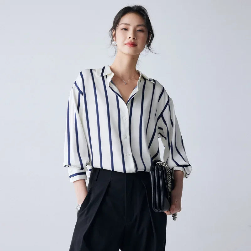 Olivia Bennet | Stripe Satin Blouse for Women
