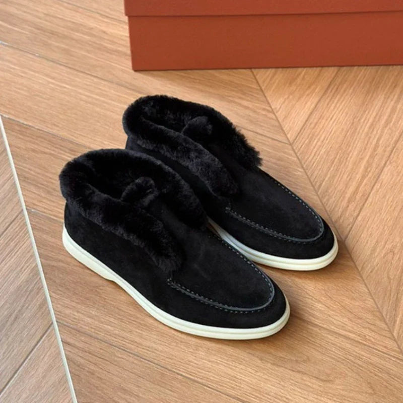 Olivia Bennet | Shearling Loafer Boots for Women in Brown