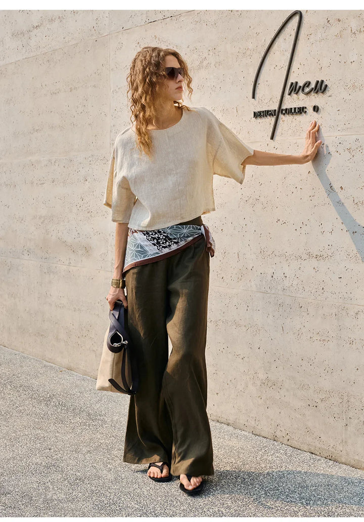 Olivia Bennet | Flared Sleeve Linen Pullover