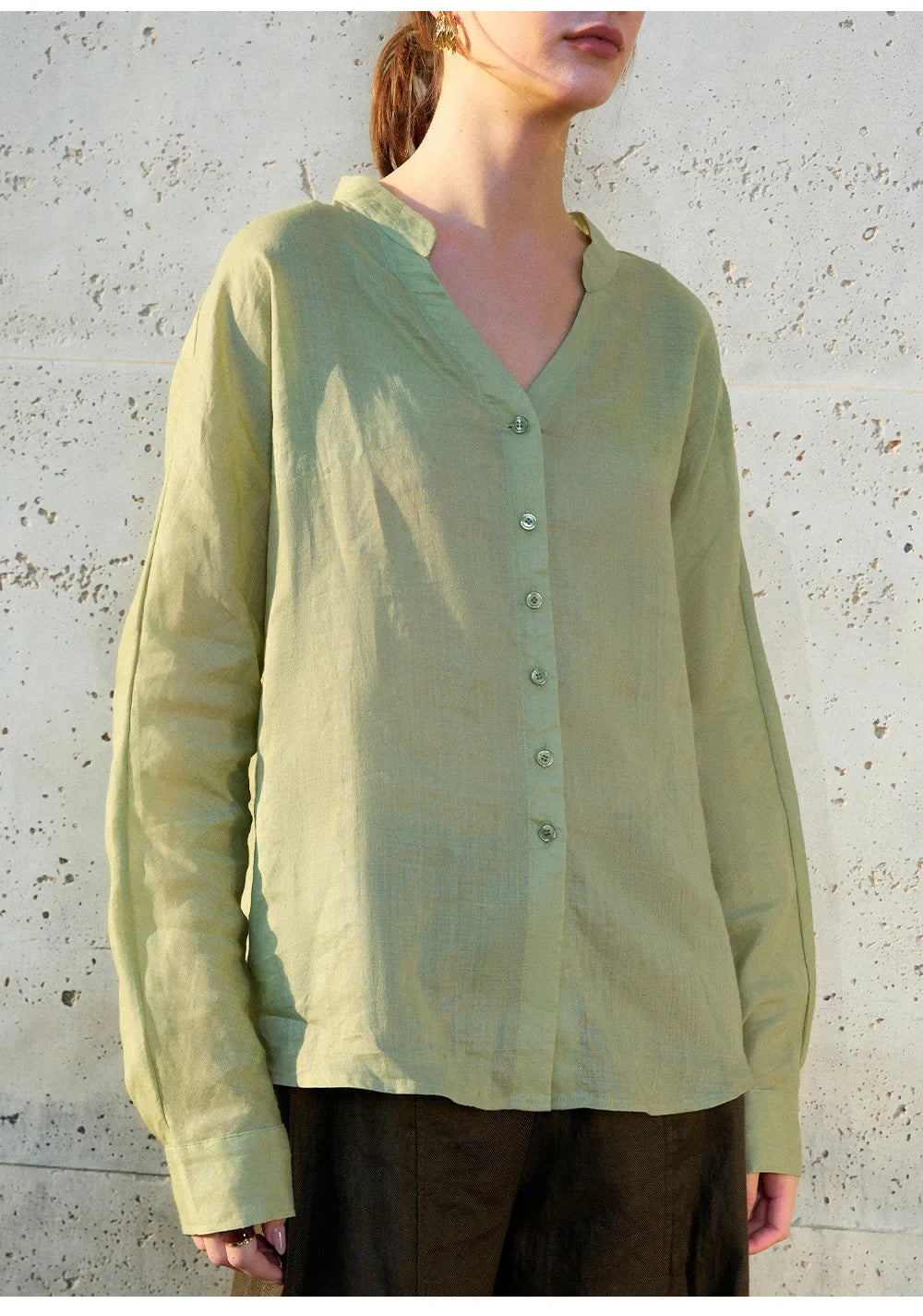 Olivia Bennet | Linen V-Neck Shirt for Women