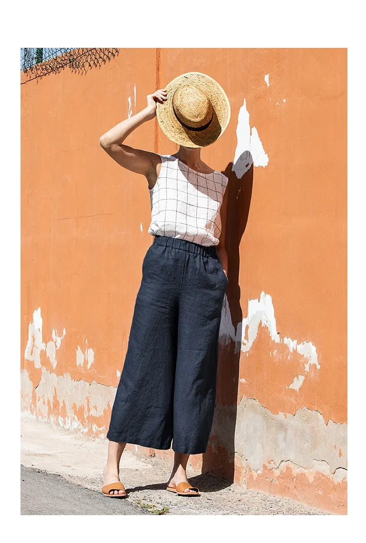 Olivia Bennet | Wide Leg Linen Pant for Women in Natural