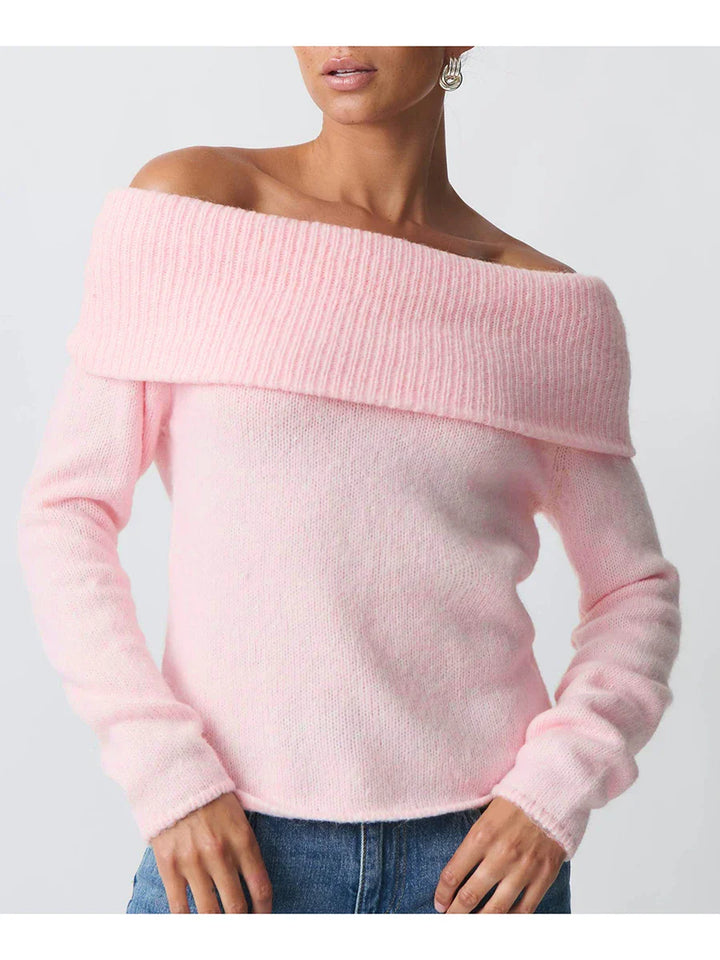 Olivia Bennet | Knit Top for Women, Natural Fiber, Regular Fit, Beige, Casual
