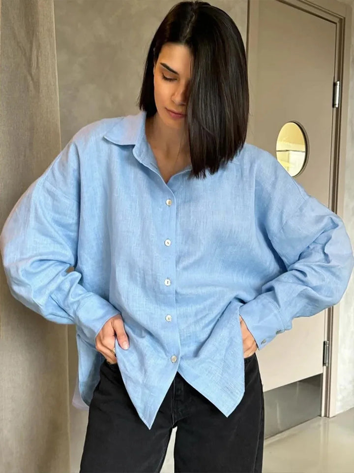 Olivia Bennet | Cotton Relaxed Shirt for Women in White