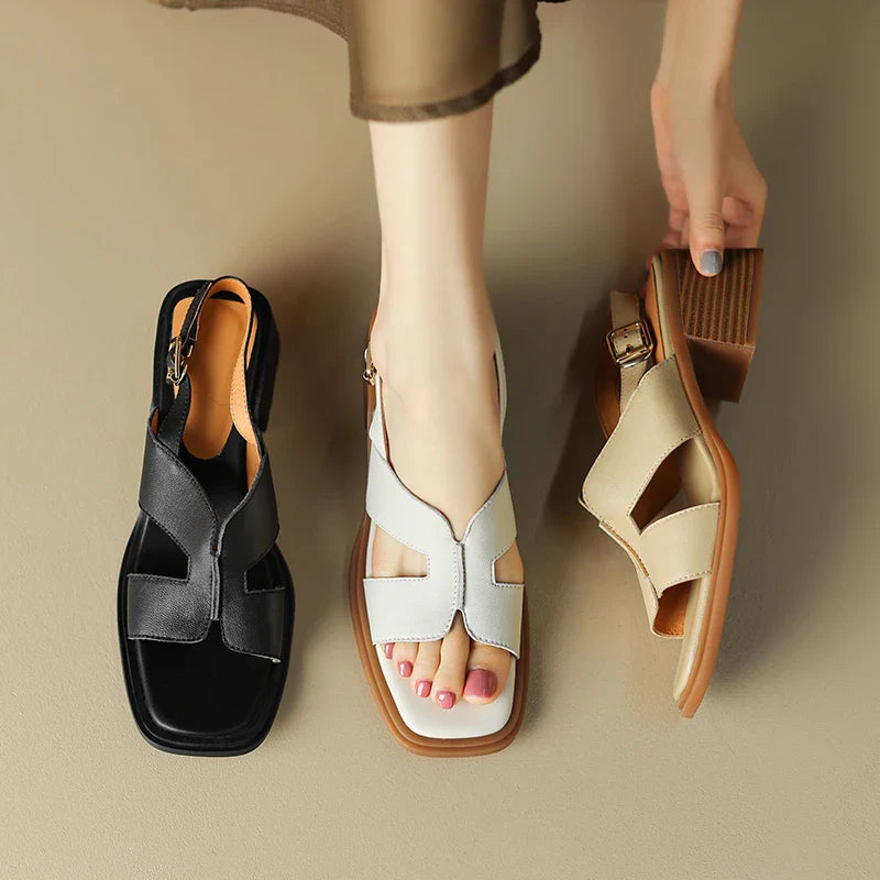 Olivia Bennet | Leather Heeled Sandals for Women