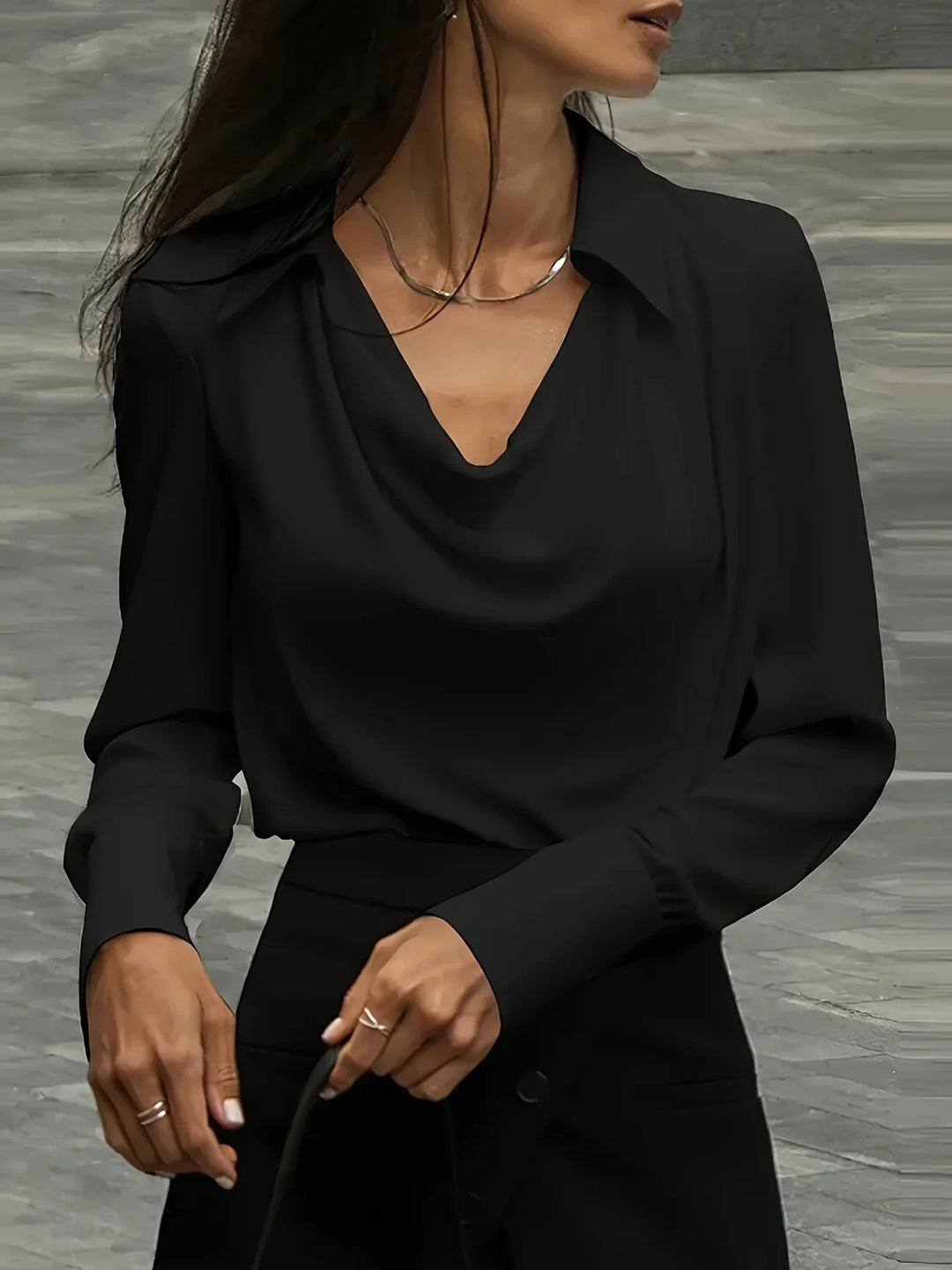 Olivia Bennet | Silk Full Sleeve Shirt for Women in Classic White