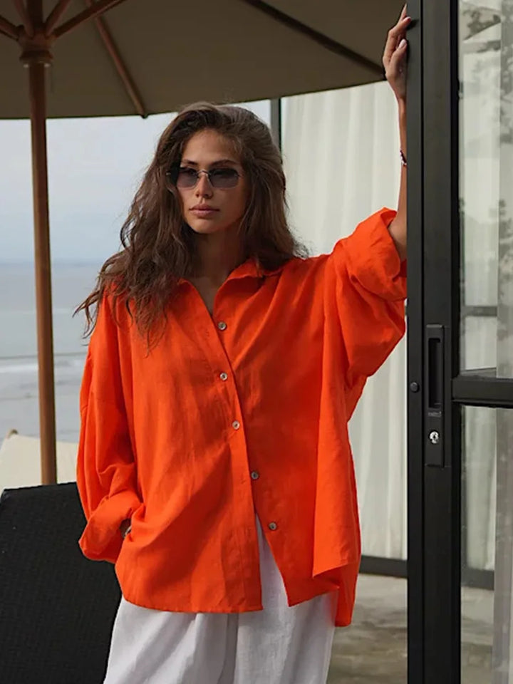 Olivia Bennet | Cotton Relaxed Shirt for Women in White