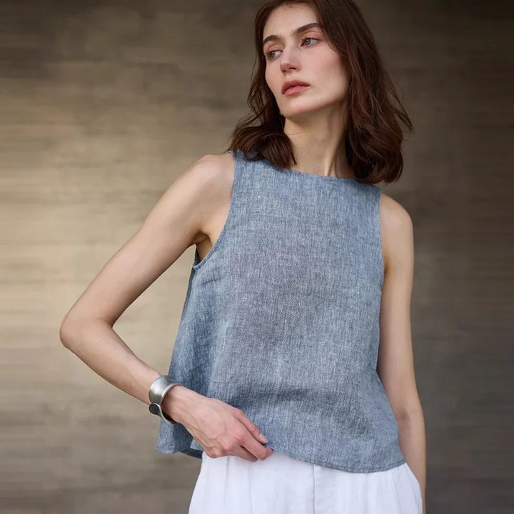 Olivia Bennet | Chambray Linen Reversible Vest
