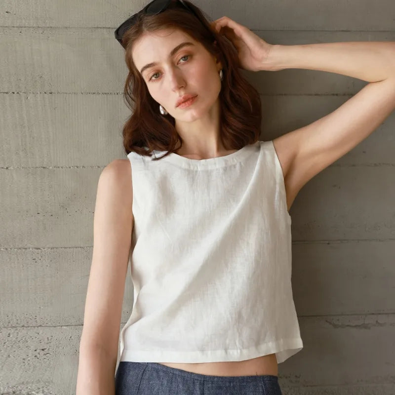 Olivia Bennet | Reversible Linen Crop Top