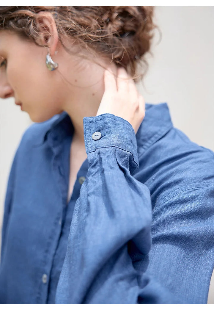 Olivia Bennet | Linen Shirt for Women, Relaxed Fit, White