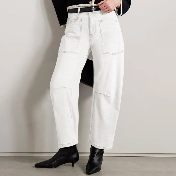 Olivia Bennet | Structured Barrel Jeans for Women in Denim