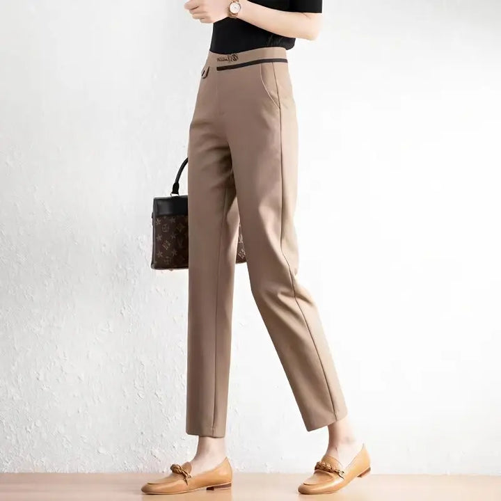 Olivia Bennet | Straight-Leg Trousers for Women in Black, Tailored Fit