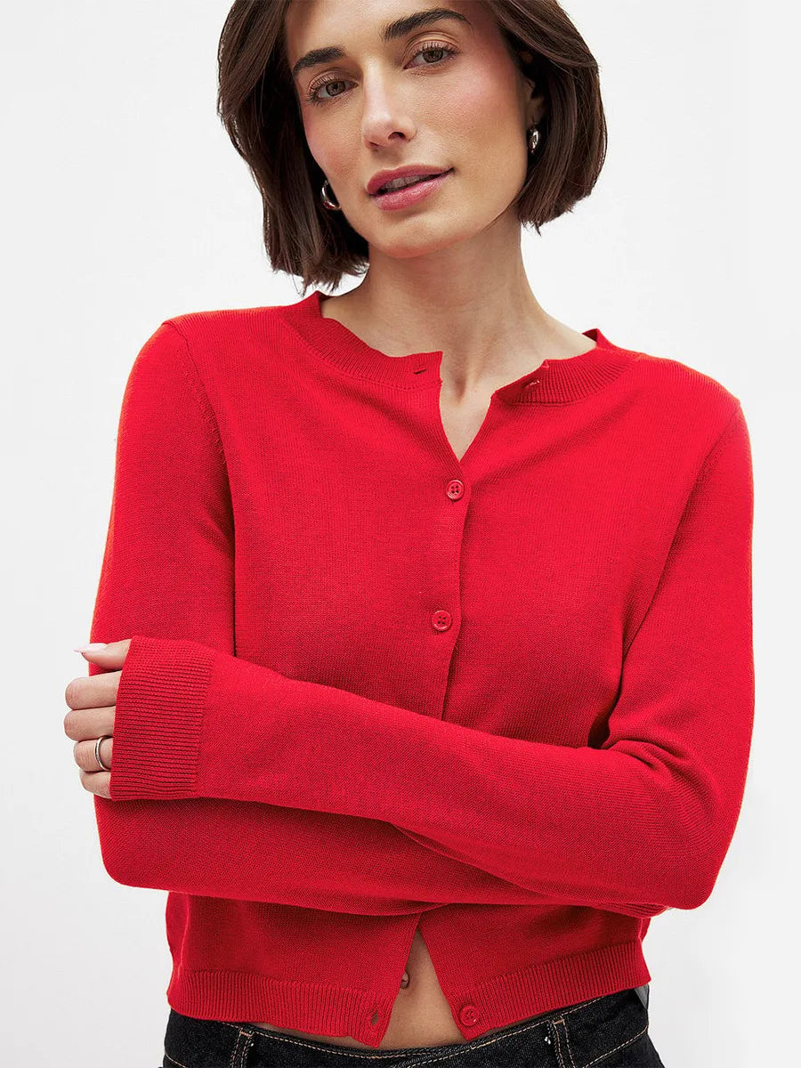 Olivia Bennet | Knit Button Cardigan for Women in Natural Color