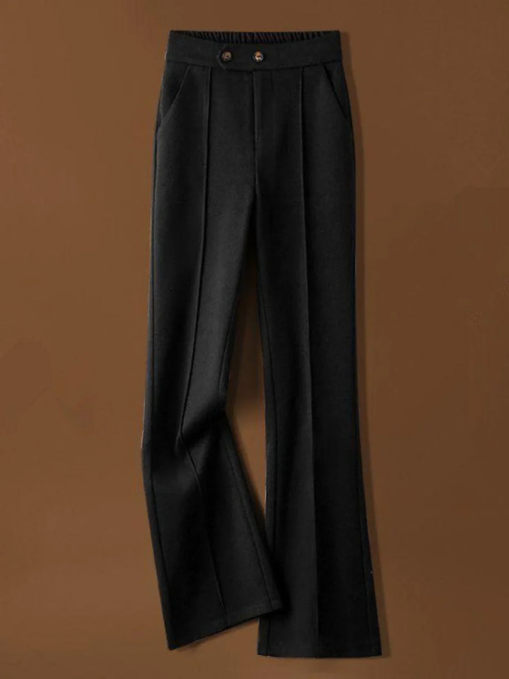 Olivia Bennet | Wool-Blend Flare Trousers for Women in Black