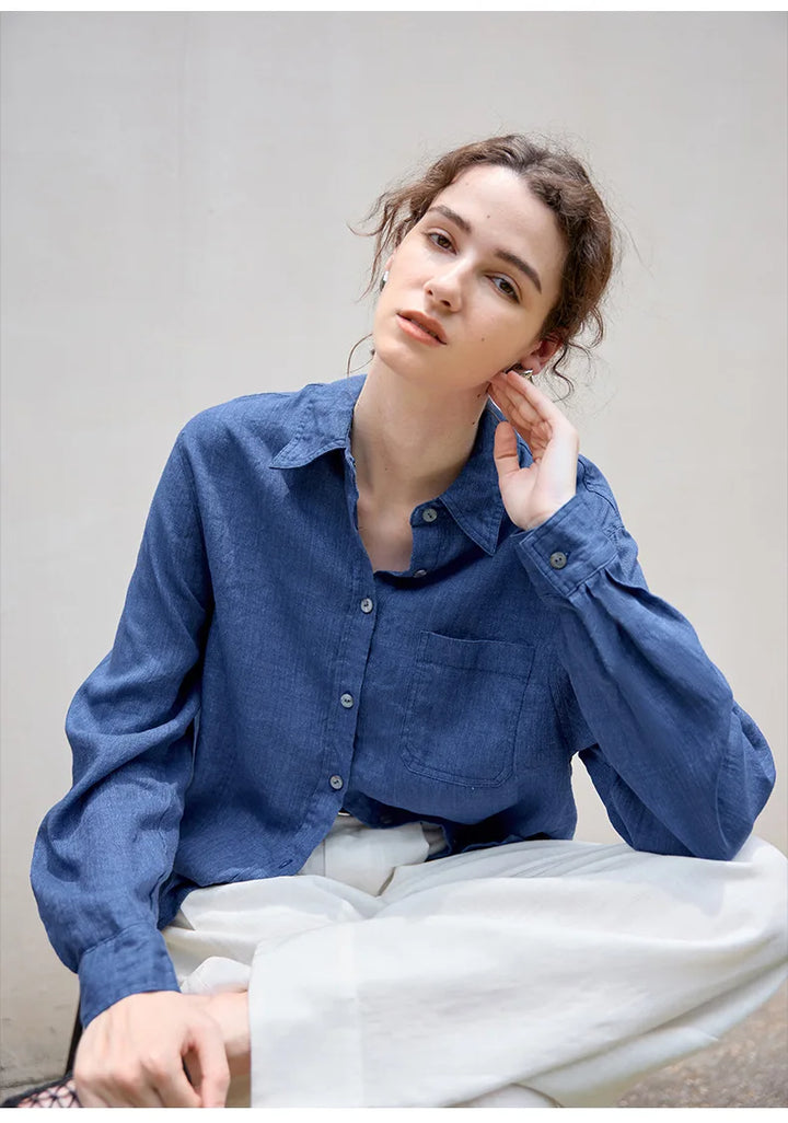 Olivia Bennet | Linen Shirt for Women, Relaxed Fit, White