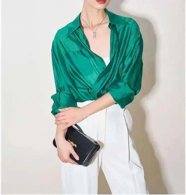 Olivia Bennet | Silk Poplin Blouse for Women in Flowing Fit