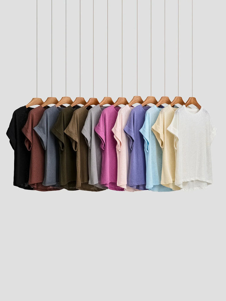 Olivia Bennet | Oversized Tee for Women in Soft Cotton with Rolled Cuff in White