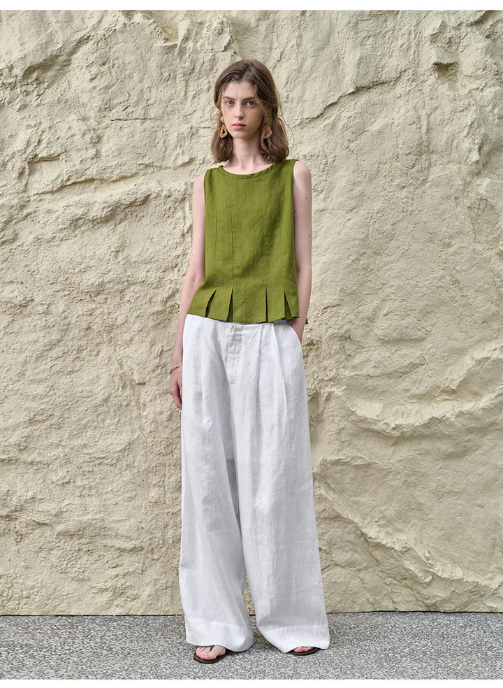 Olivia Bennet | Pleated Hem Linen Top