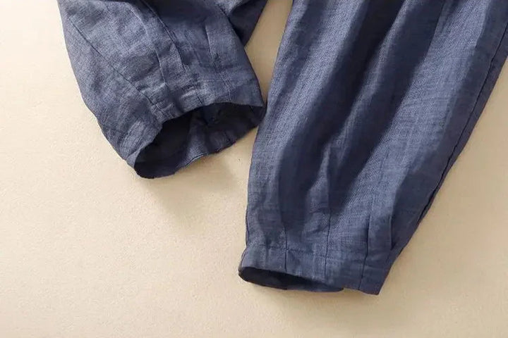 Olivia Bennet | Linen Trousers for Women in Natural Fit, Beige
