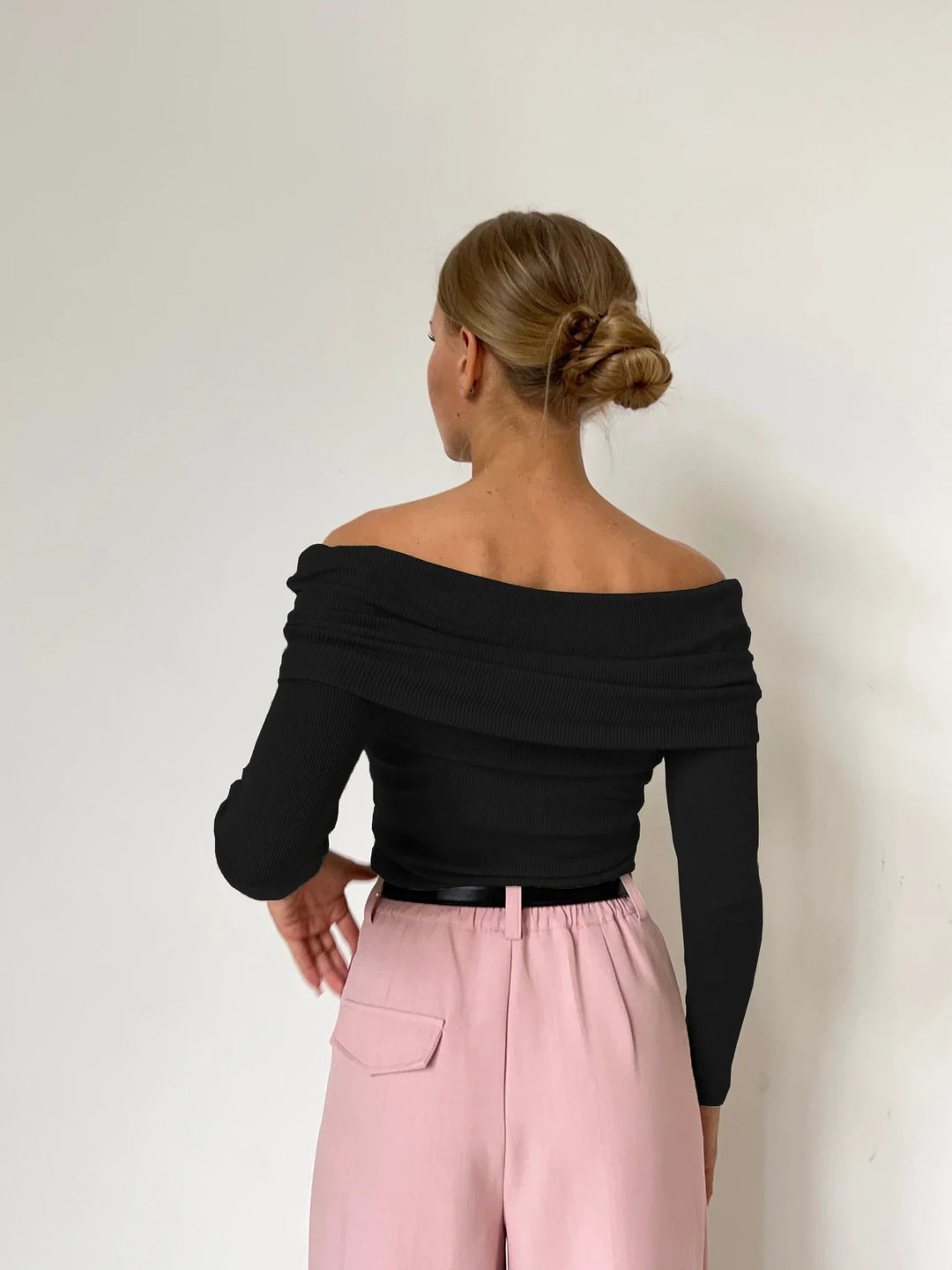 Olivia Bennet | Off-Shoulder Knit Top for Women in Natural Color