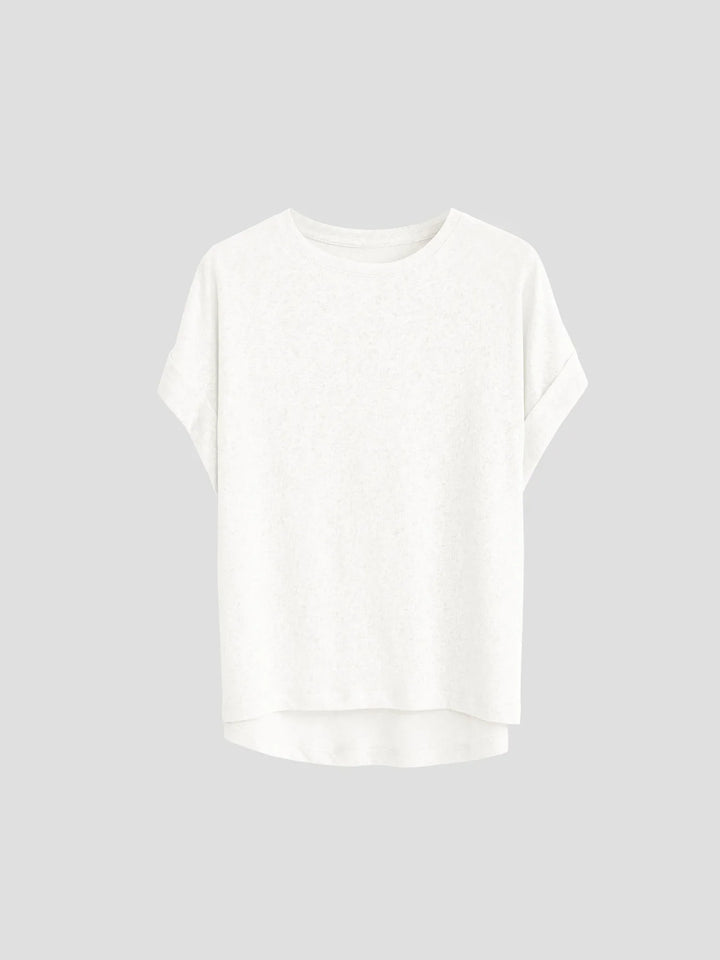 Olivia Bennet | Oversized Tee for Women in Soft Cotton with Rolled Cuff in White