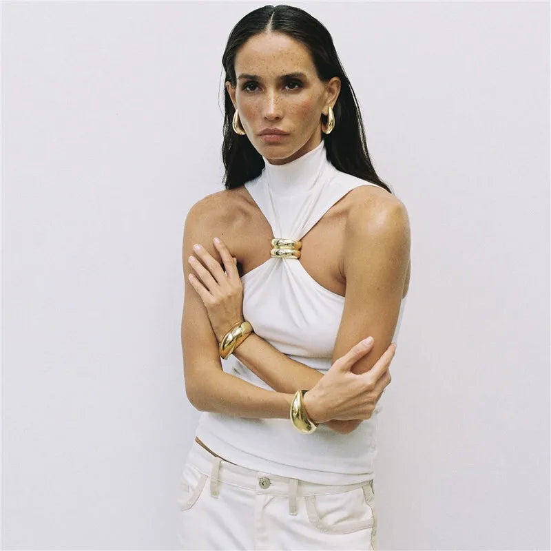 Olivia Bennet | Empress Top for Women in Soft Fabric, Relaxed Fit, Ivory