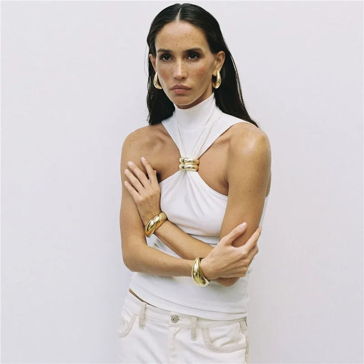 Olivia Bennet | Empress Top for Women in Soft Fabric, Relaxed Fit, Ivory