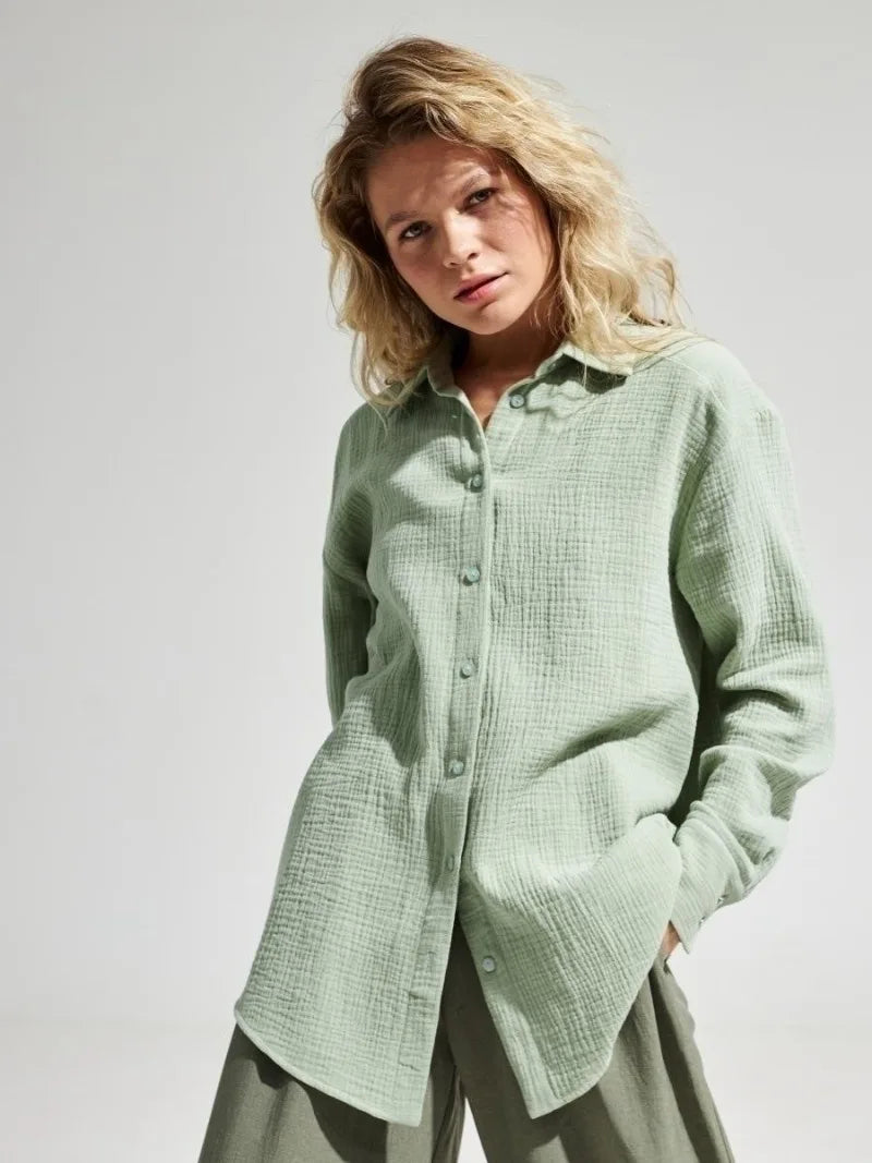 Olivia Bennet | Cotton Summer Shirt for Women in White