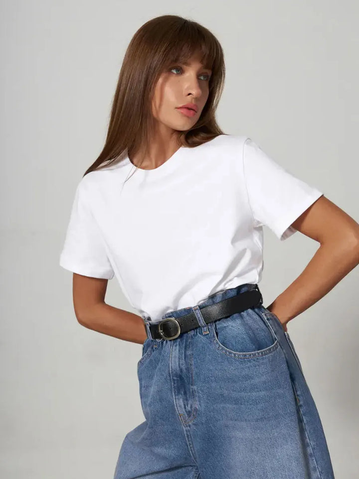 Olivia Bennet | Cotton Tee for Women, Regular Fit, White