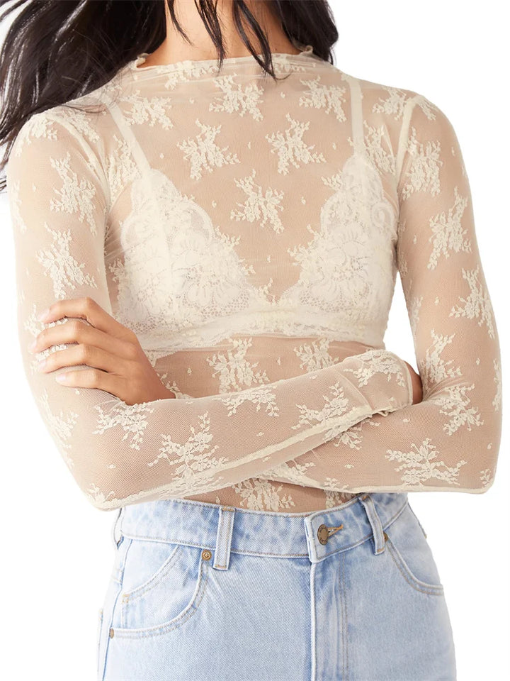Olivia Bennet | Lace Transparent Top for Women