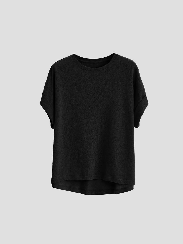Olivia Bennet | Oversized Tee for Women in Soft Cotton with Rolled Cuff in White
