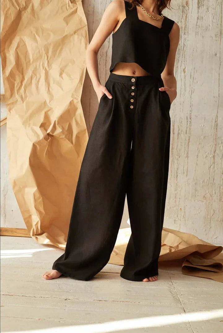Olivia Bennet | Cotton Wide-Leg Pant for Women in Natural
