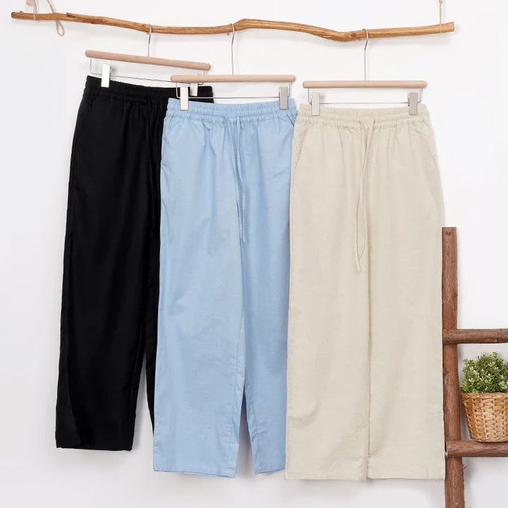 Olivia Bennet | Linen Lounge Pant for Women in Natural Fit
